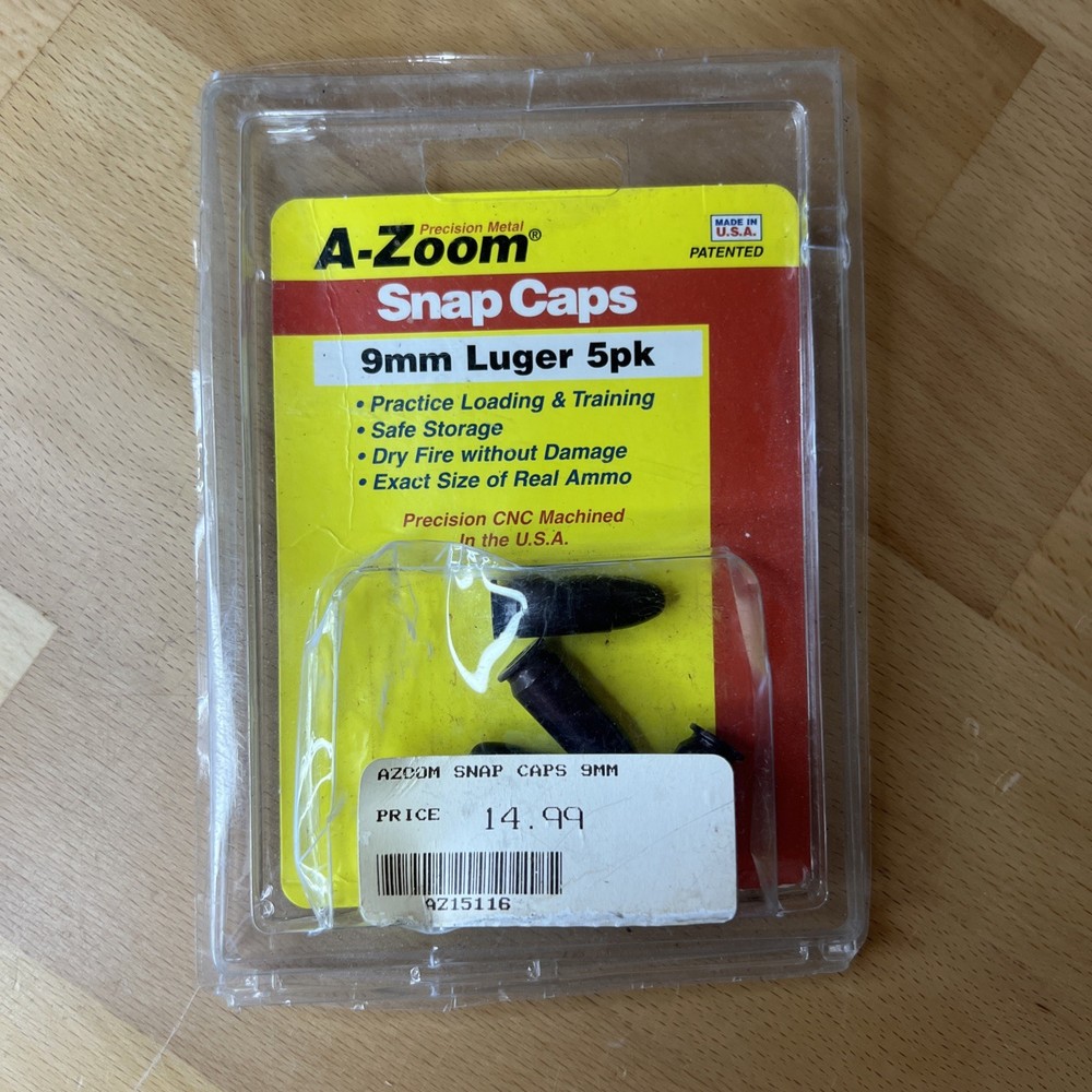 A-Zoom Snap Caps 9mm Luger Precision Metal Snap Cap 5 Pack