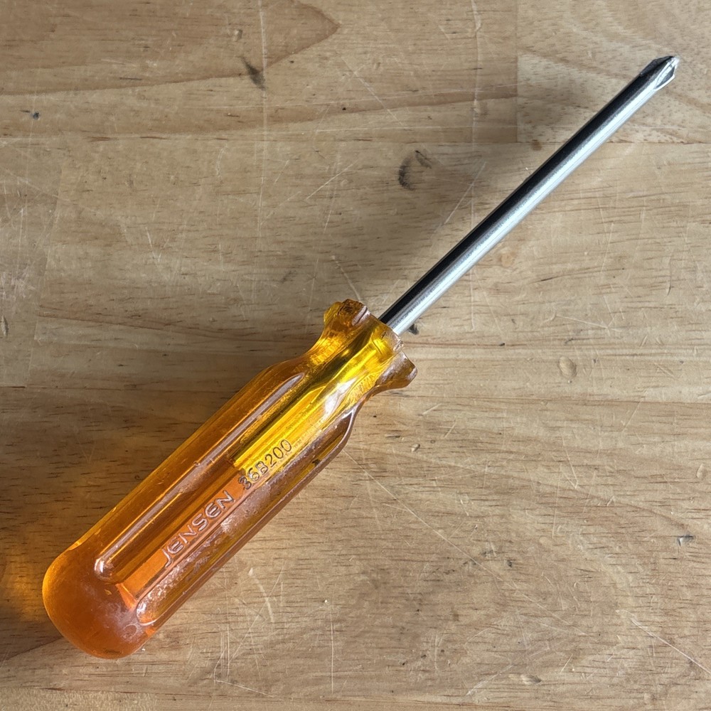 Jensen Tools No. 2 P2 Phillips Screwdrvier Orange Handle 3" Shank 36B200 USA