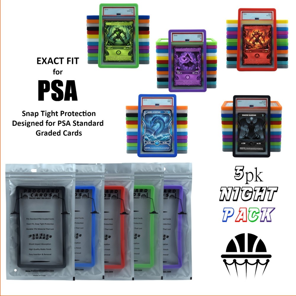 5pk PSA Slab Guards for Standard Graded PSA Slabs - Multicolor Options