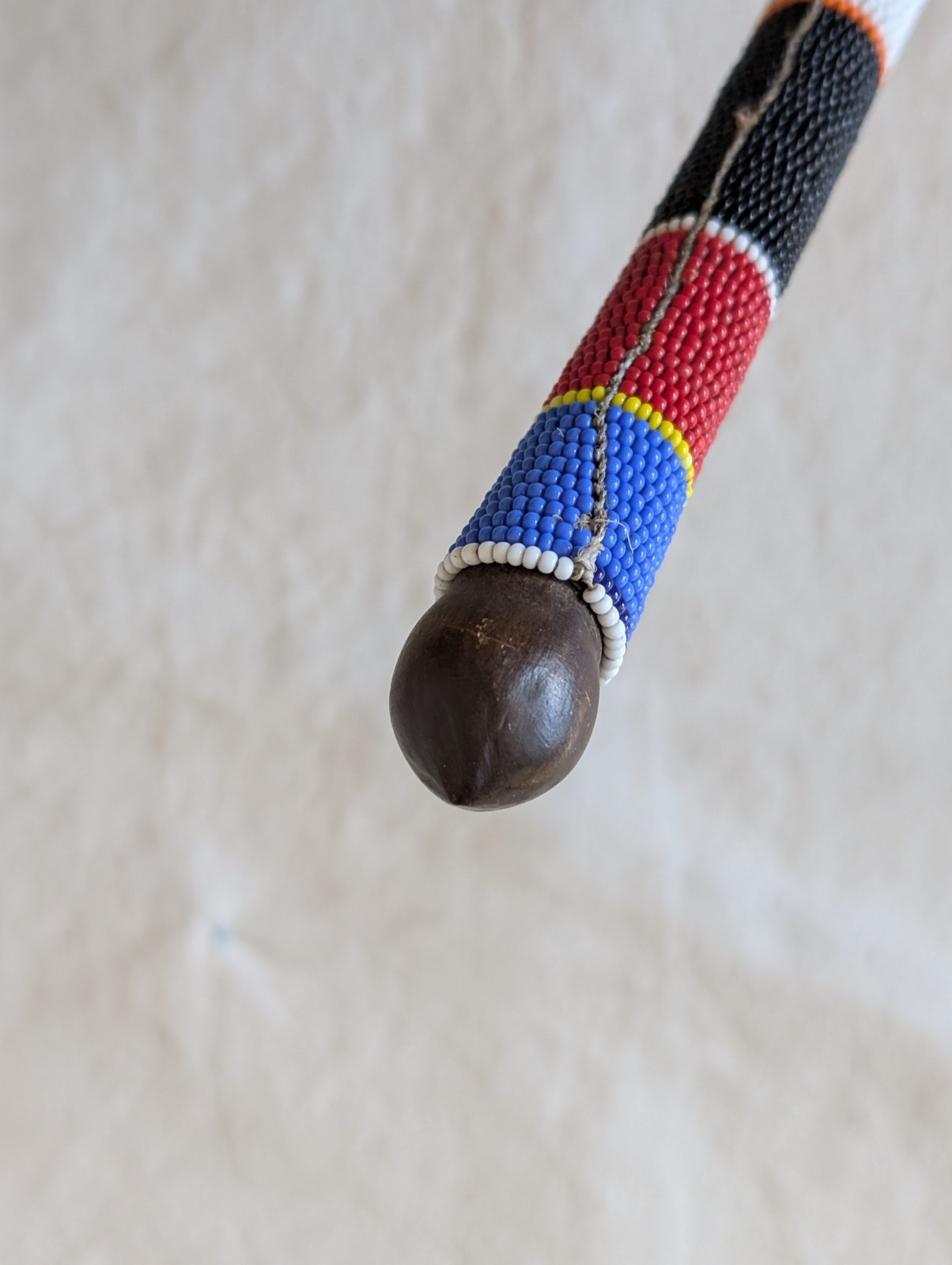 African Maasai Rungu Traditional Beaded Handmade 17" Talking Stick Mahogany