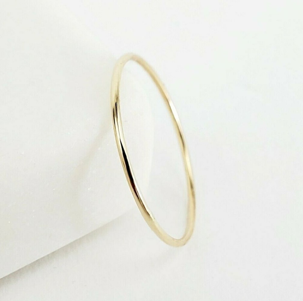 14k Solid Gold Very Thin Stackable Ring, 14k Yellow White Rose Ultra Thin Rings
