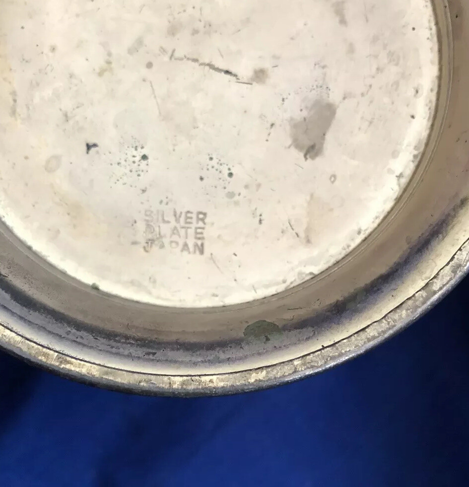 SilverPlate Japan Set Of 3 Round Vase Napkin Candle Holders Lattice Unique Rare