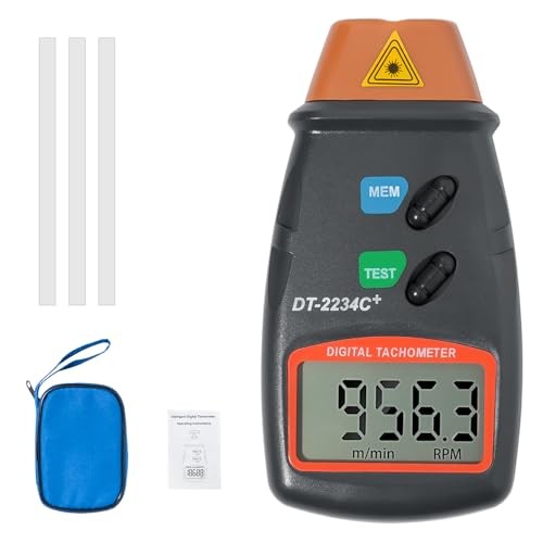 Portable Digital Laser Tachometer with Wide Measuring Range, 5-Digit Display