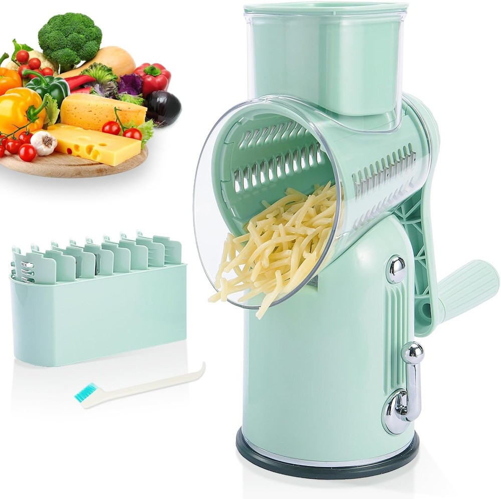 ENERVITY Manual Rotary Cheese Grater with Handle, 1 Replaceable