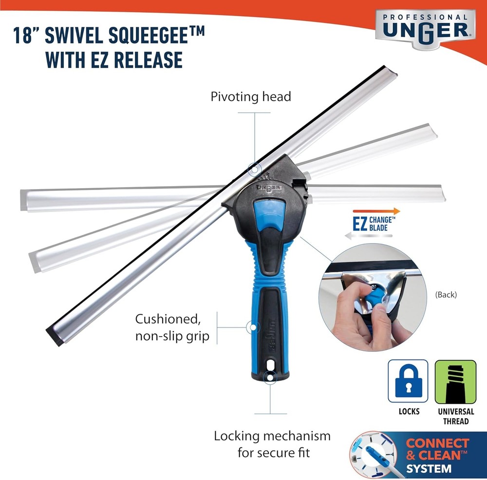 Professional Unger 18 in. Swivel Window Squeegee