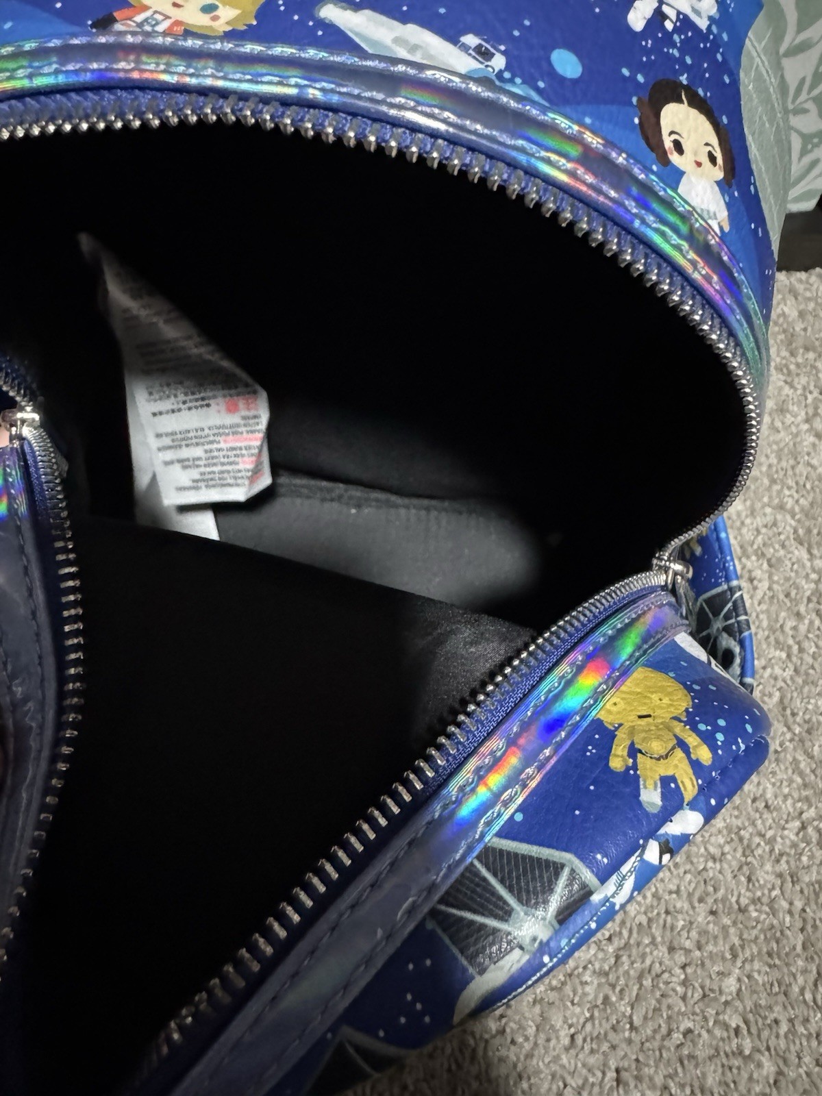 Star Wars Disney Parks Iridescent Loungefly Chibi Backpack Death X-Wing Leia EUC