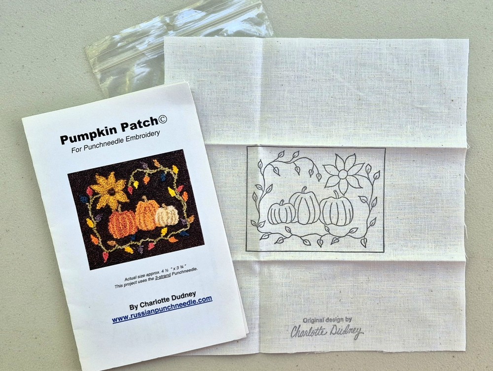 Pep'r Pot Pumpkin Patch Punchneedle Embrodery Pattern & Fabric New Fall Harvest