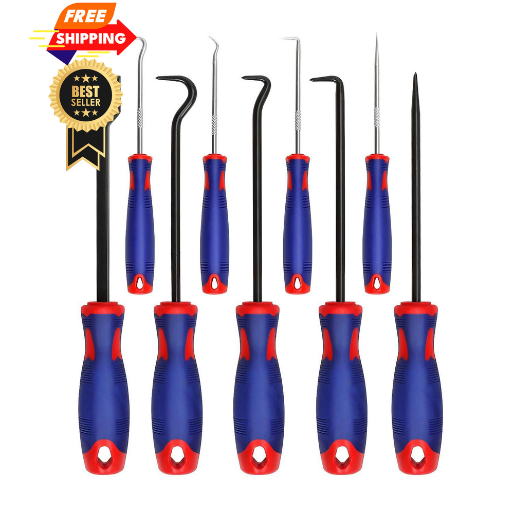 WORKPRO 9Pcs Precision Pick & Hook Set with Scraper, Small, Multicolor