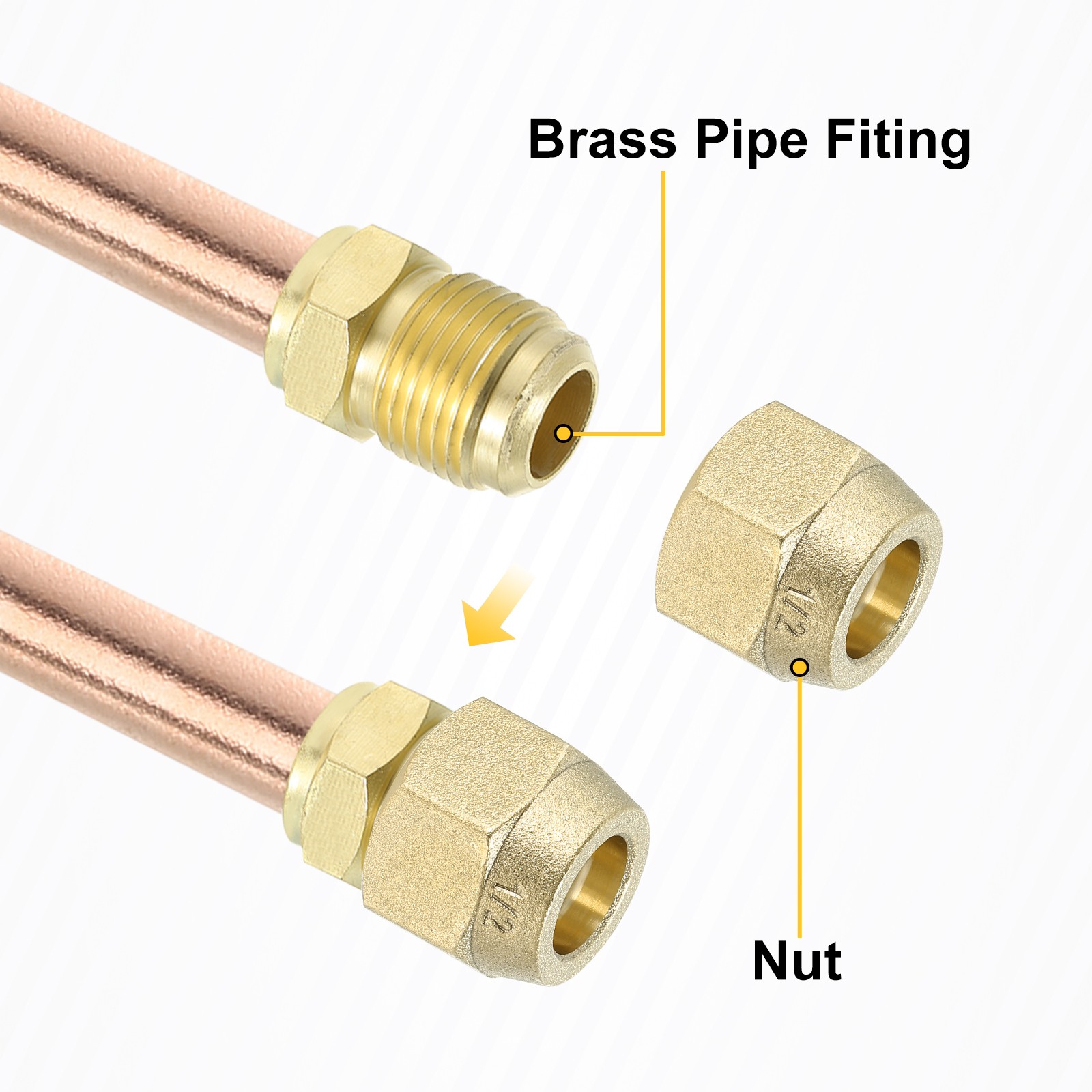 Brass Pipe Fitting 3/4"SAE x 3/4" OD Flare Adapter with Copper Tube