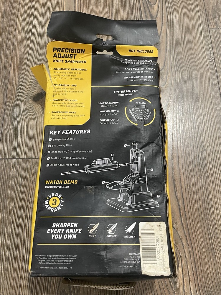 Work Sharp Precision Adjust Tri-Brasive Knife Sharpener Rod Ceramic Diamond