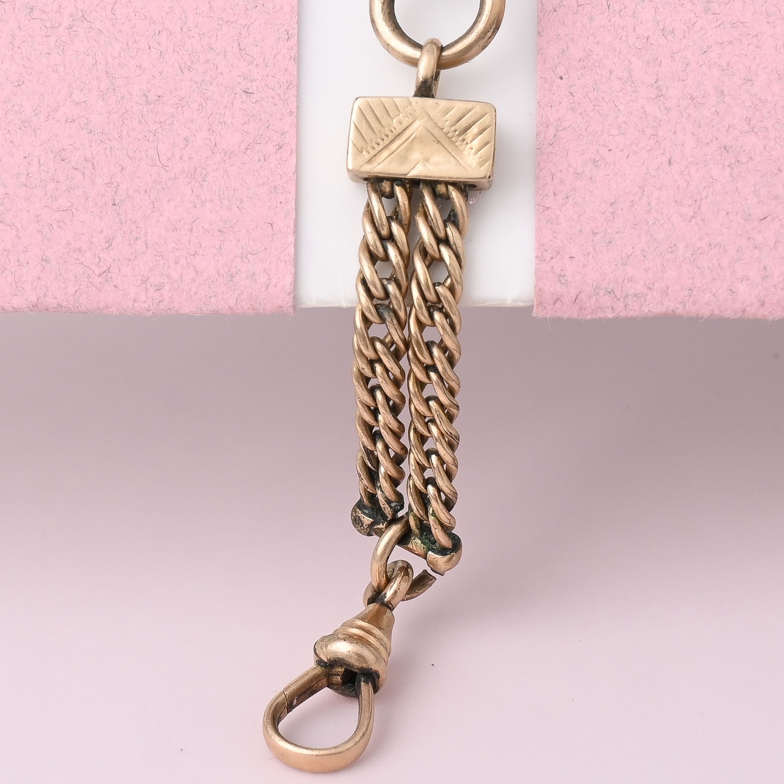 Antique Victorian Rose Gold Filled Curb Chain Extender Dog Clip Pendant