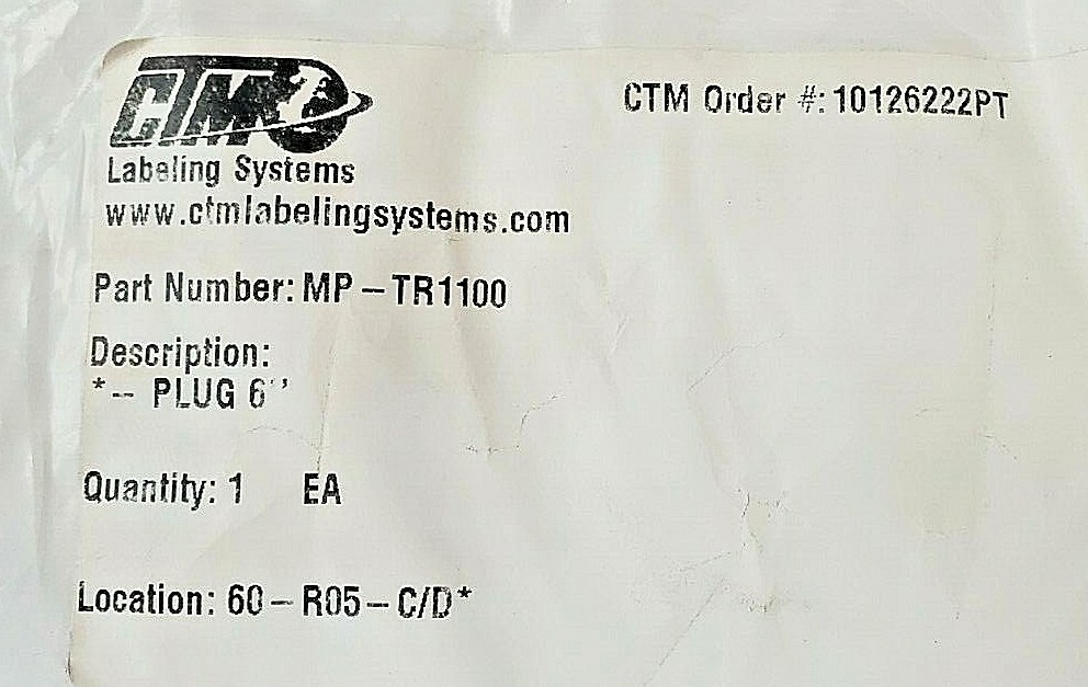 6" PLUG FOR A CTM Label Printer Stand Base H-Frame Mounting STAND BASE
