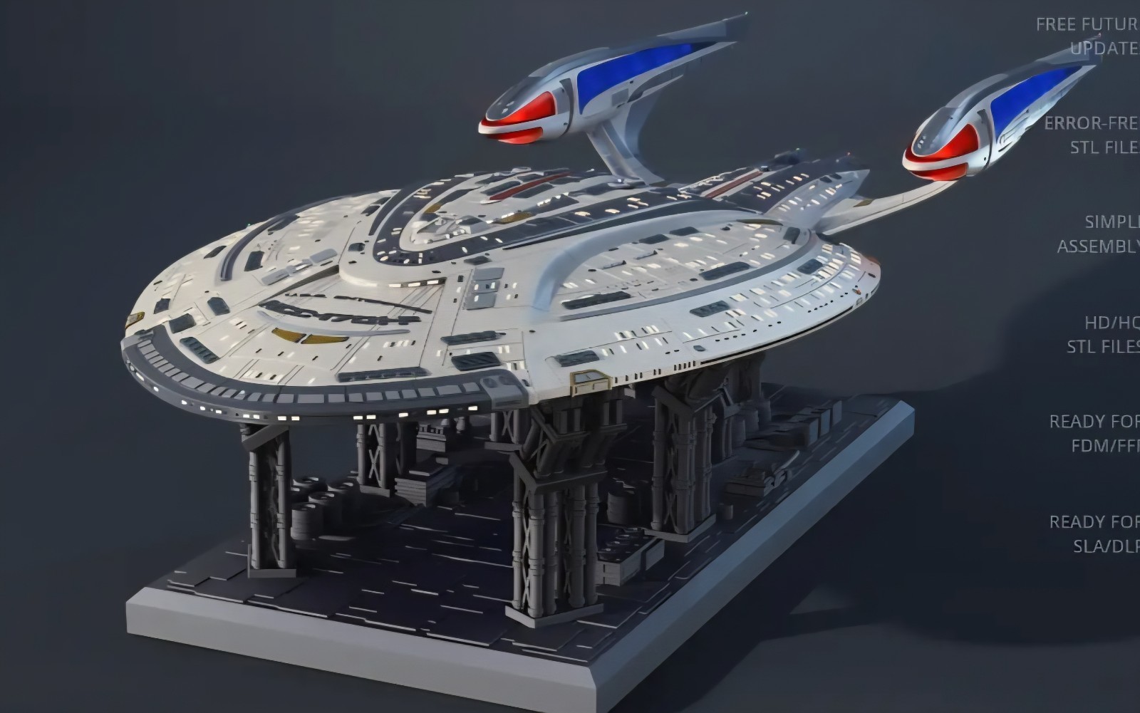 Star Trek Uss Enterprise Ncc 1701- F Odyssey Class Ship 1/1400 Custom 3d Kit 28"