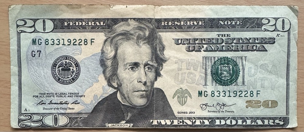 Off-Center Miscut Error $20 Dollar Note | Free Shipping