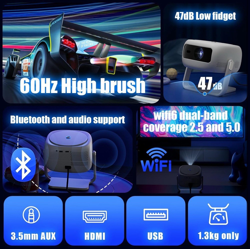 XIAPI PRO Smart Bluetooth Projector WiFi HDMI NEW In Box
