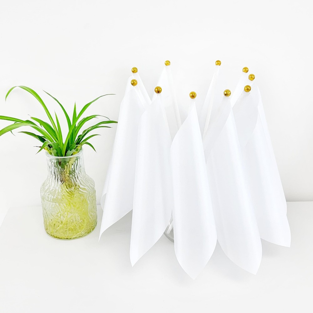 Consummate 25 Pack Solid White Blank Flag Small Mini Plain White DIY Flags On...