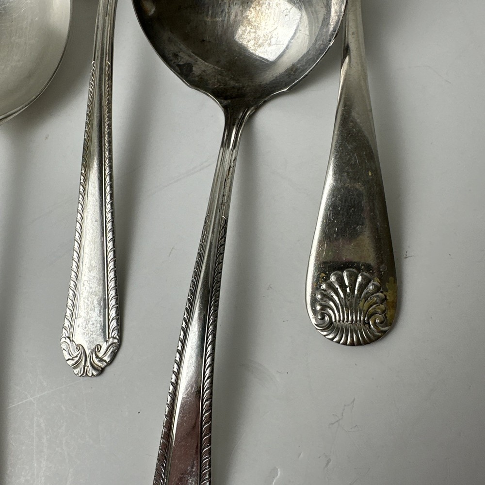 Vintage Silver Plated Serving Spoons LOT of Five (5), Nickel Plated/EP, England