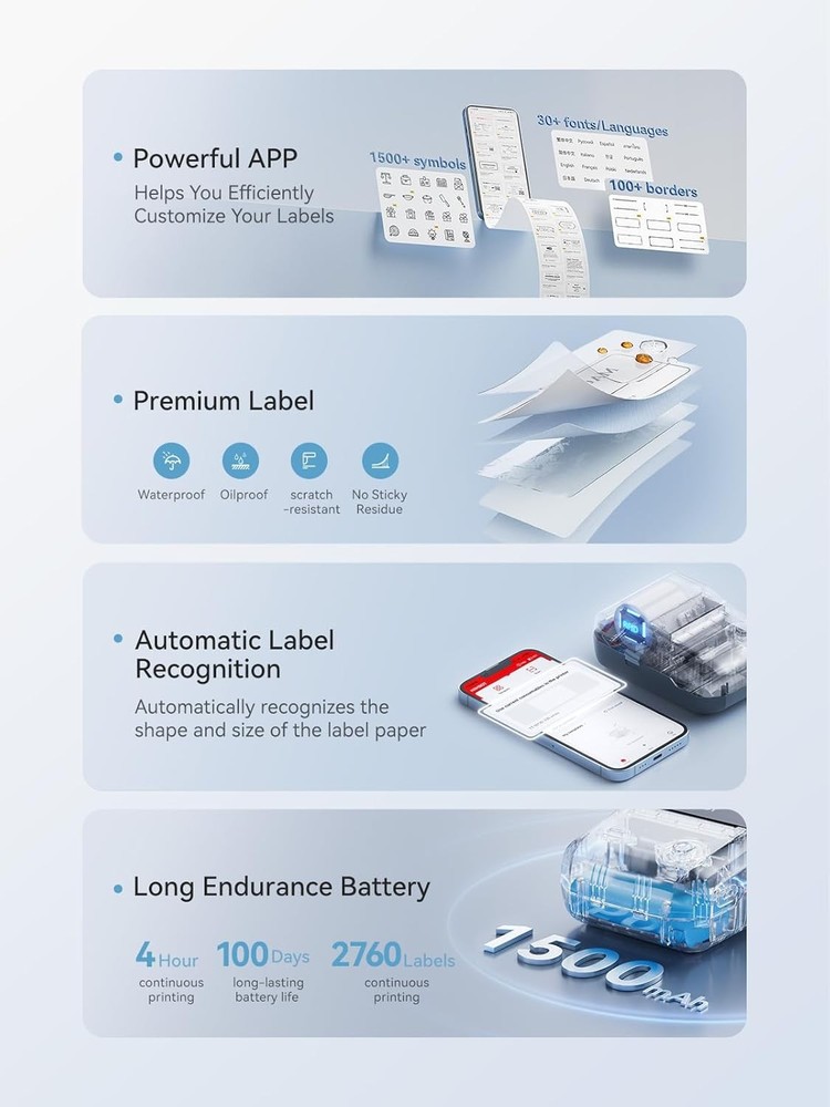 NIIMBOT B1 Label Maker Machine – 2" Bluetooth Thermal Label Printer with Tape