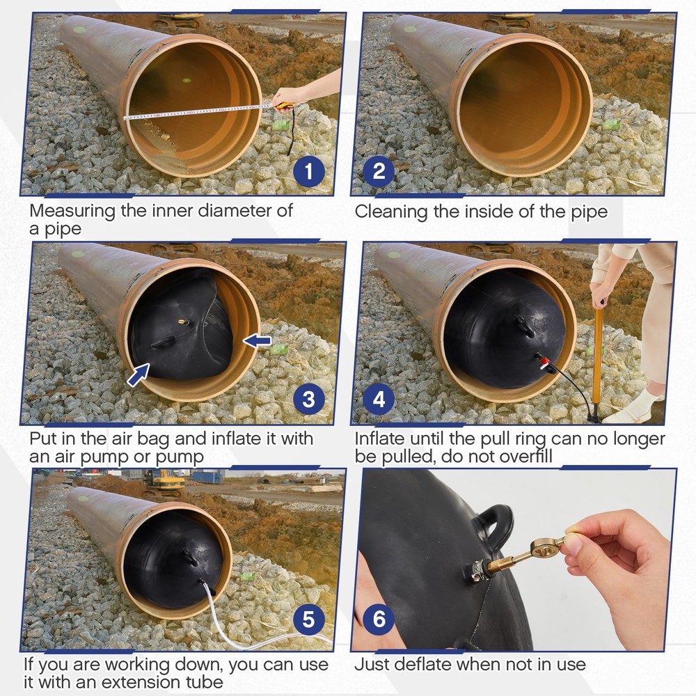 12 Inch Inflatable Pipe Plug Sewer Test Plug Rubber Plumbing Test Balloon for...