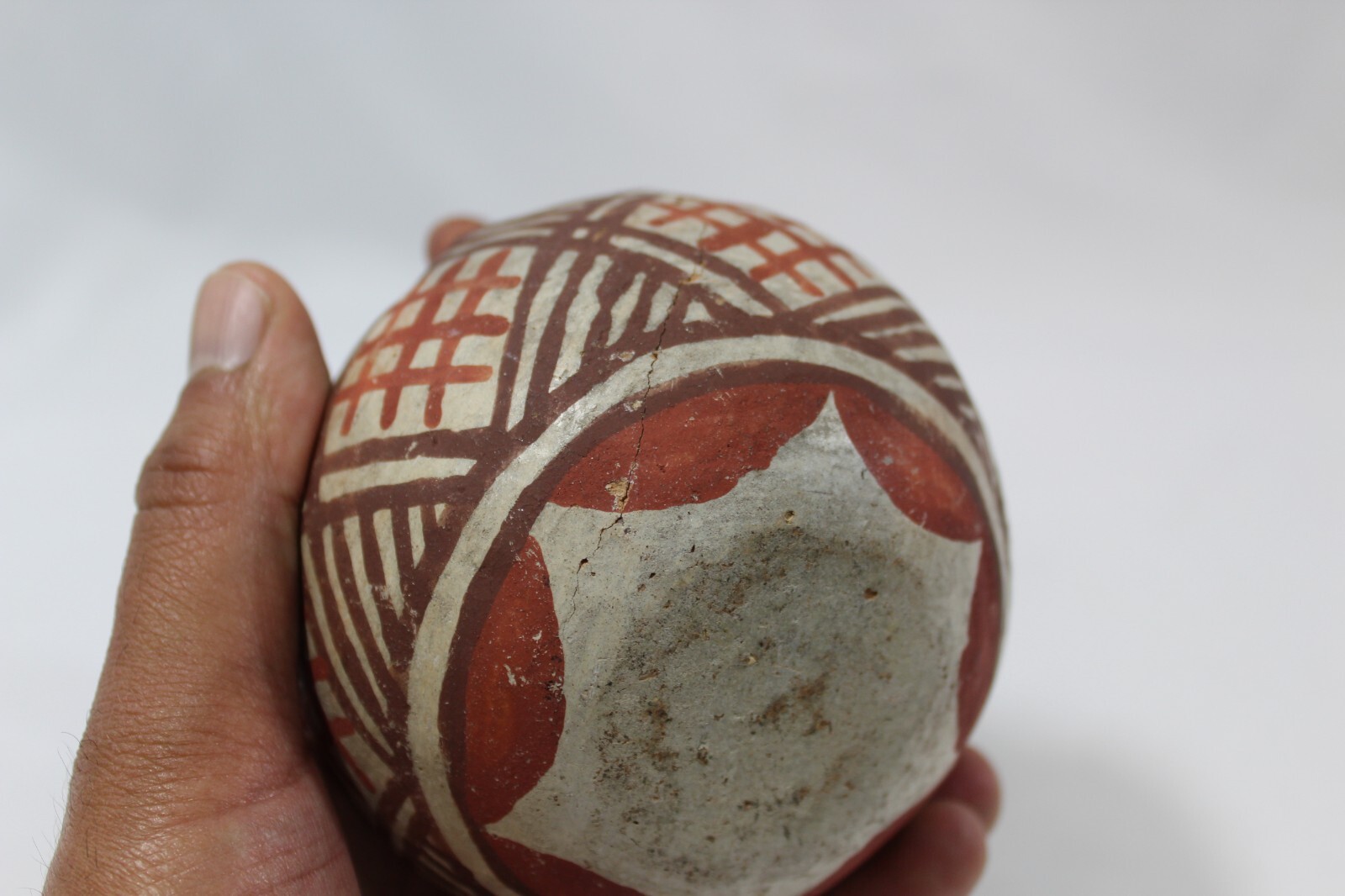 Antique Isleta Pueblo Pottery 4.5" Friendship Basket Bowl Olla Twisted Handle