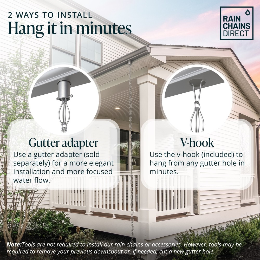 Rain Chains Direct Double Oval Loop Rain Chain 8.5ft Gray – Open Box (NEW)