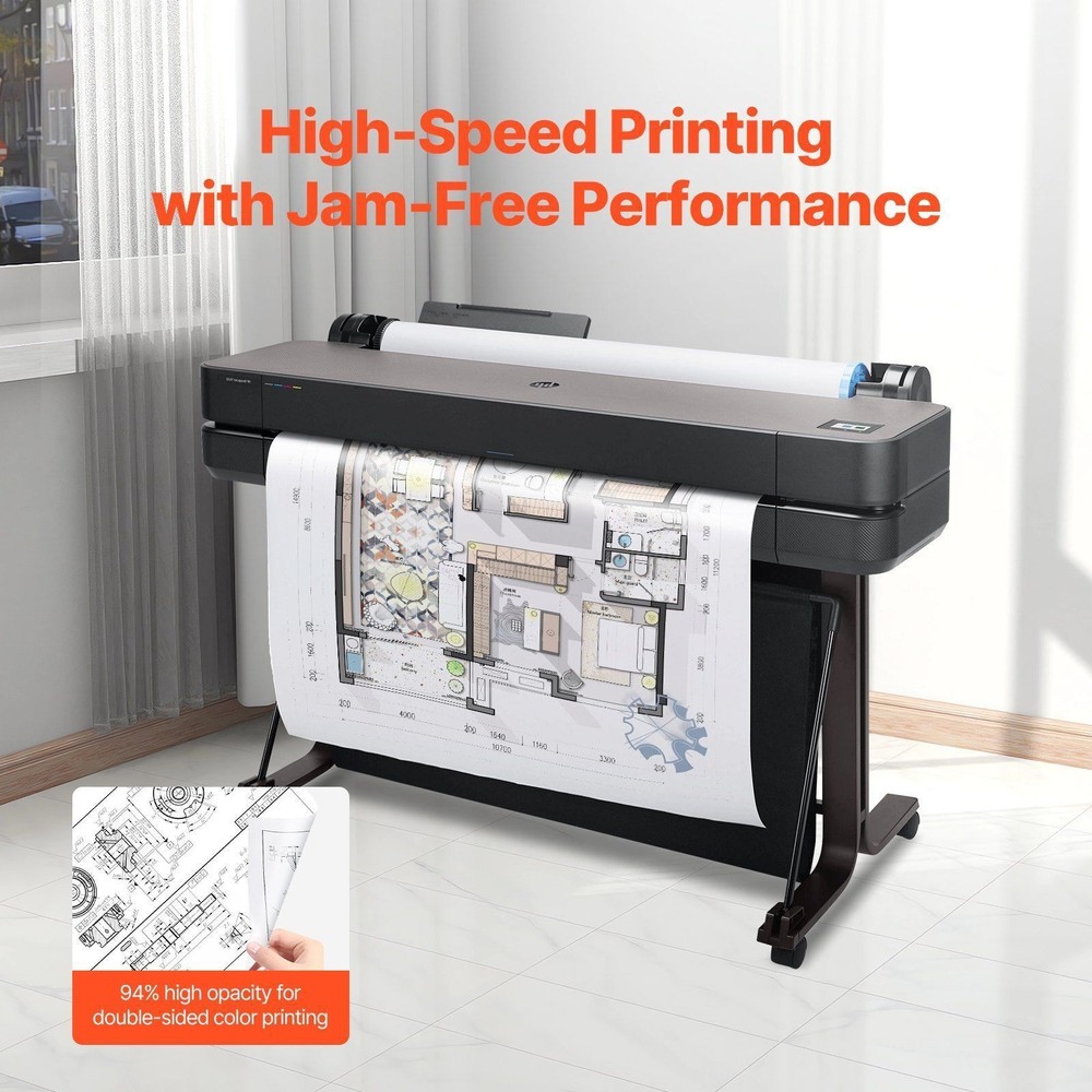 4 Roll 24"x150' Wide Format Paper Plotter Paper CAD Bond for Wide Format Printer