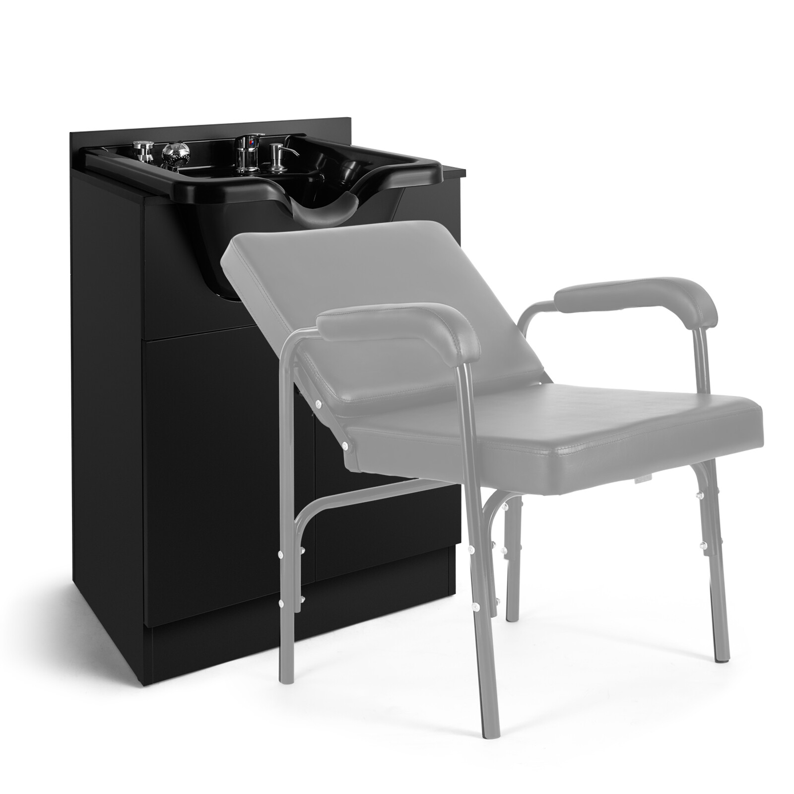 Backwash Sink Station Shampoo Bowl Beauty Spa Salon Hair Barber Equipment Black