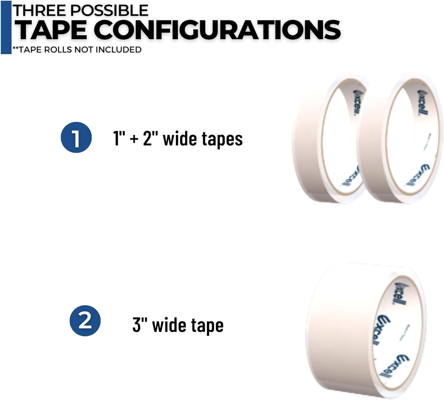 Excell Heavy Duty Steel Desk Tape Dispenser (3" Wide) Padded Foam Base
