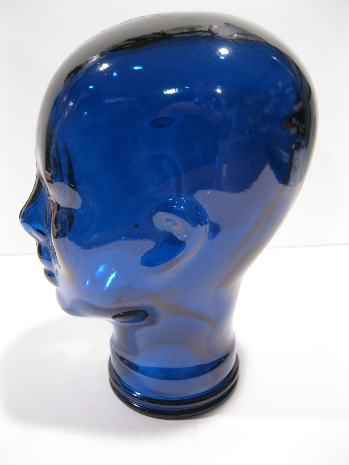 Glass Head Classic Blue, Life Size Mannequin Head for Decor, Display Hats, Wigs,