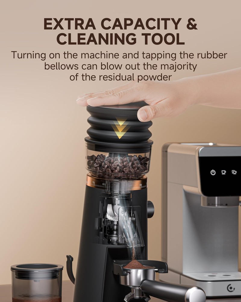 AMZCHEF Single Dose Coffee Grinder – 75 Settings 75 Grind Settings, Black