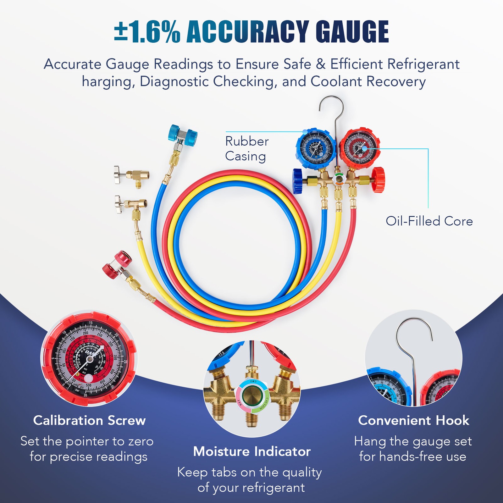 Combo 3.5 CFM 1/4HP Air Vacuum Pump HVAC + R134A Kit AC A/C Manifold Gauge Set