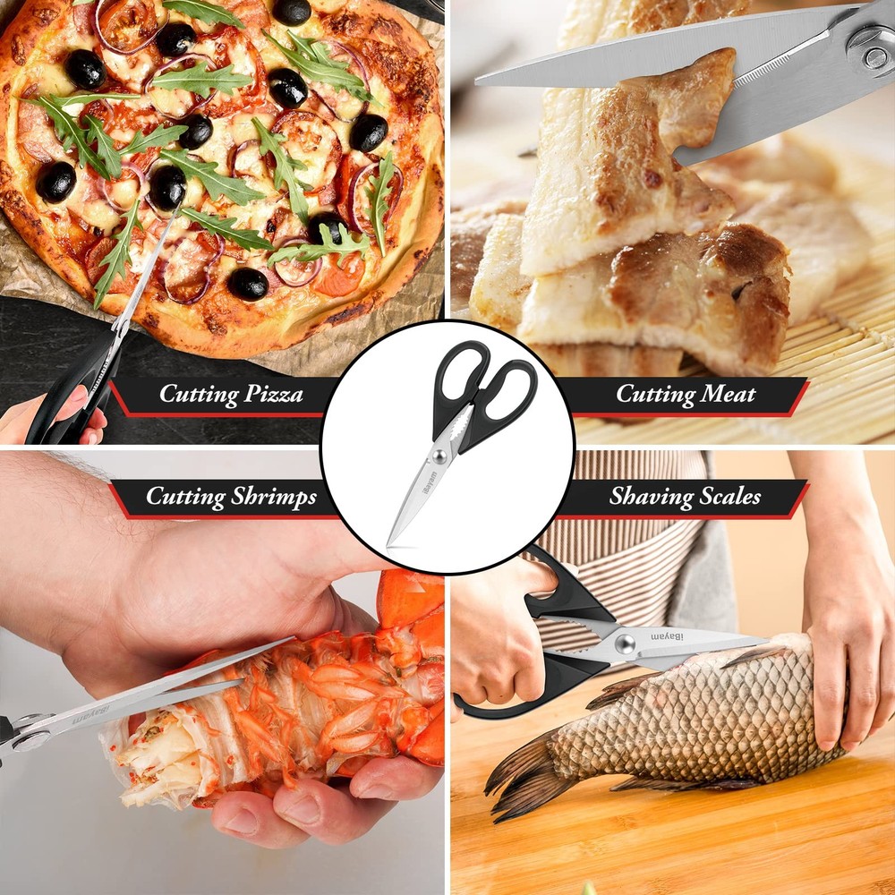 All Purpose Kitchen Scissors, Kitchen Shears with Protective Sheath Durable S...