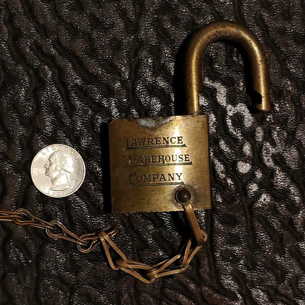 Lawrence Warehouse Chained Padlock Used Has Key