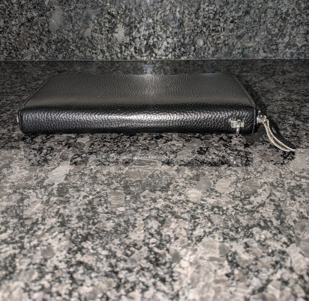 Moflycom RFID Blocking Black Leather Zip-around Wallet Clutch