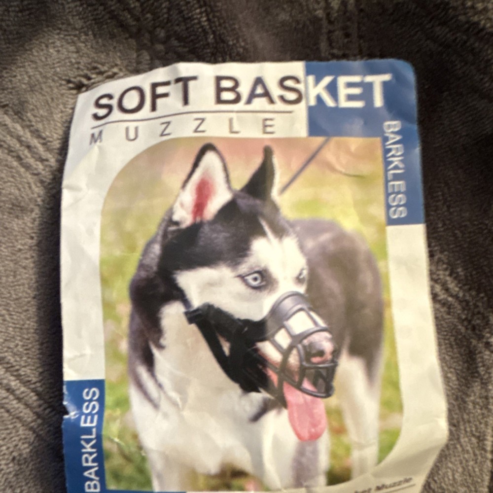 Barkless Soft Basket Dog Muzzle Black Plastic Nylon Adjustable