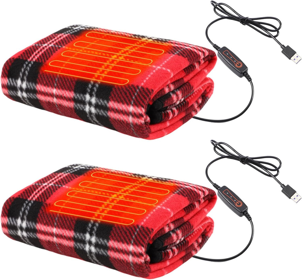 Cozy 5V USB Heated Blanket Set with Timer & Controller - 2 Pack