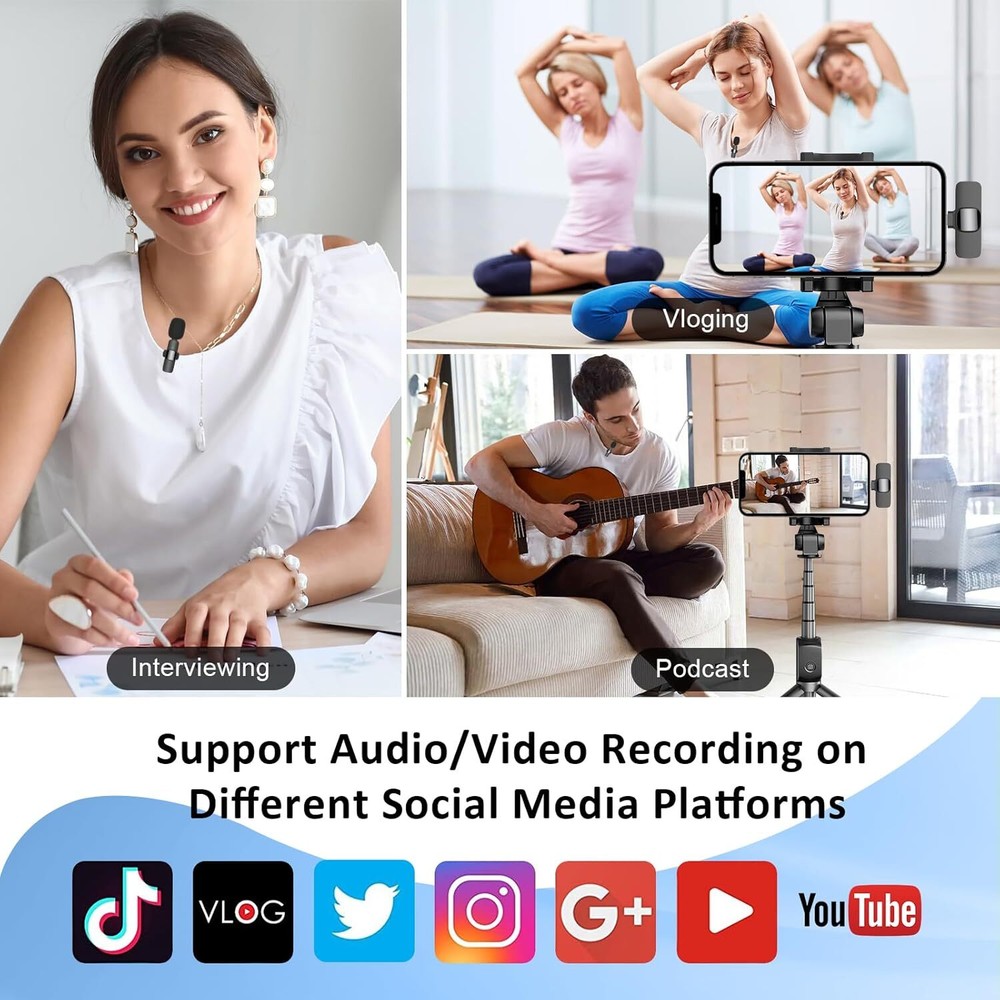 Lavalier Microphone Wireless Audio Video Recording Mini Mic For Android / iPhone