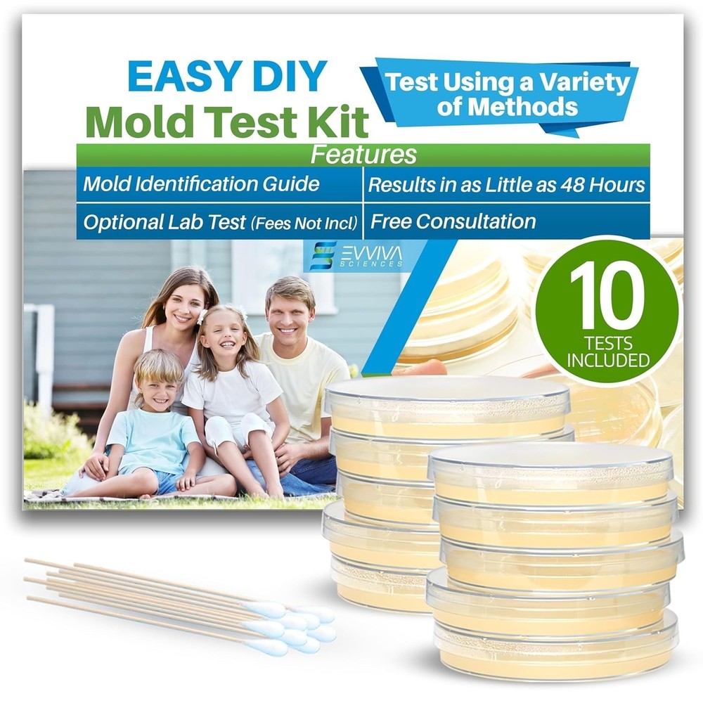 Evviva Sciences Mold Test Kit For Home - 10 Easy Detection Tests W/ Optional Lab