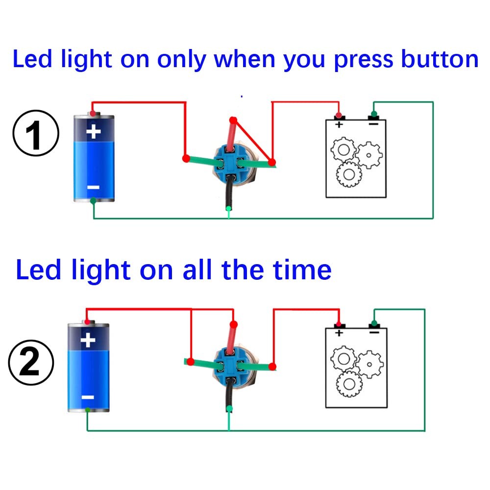 Push Button Switch 12mm 12V-24V 3A Momentary Waterproof 2pcs | LED Indicator