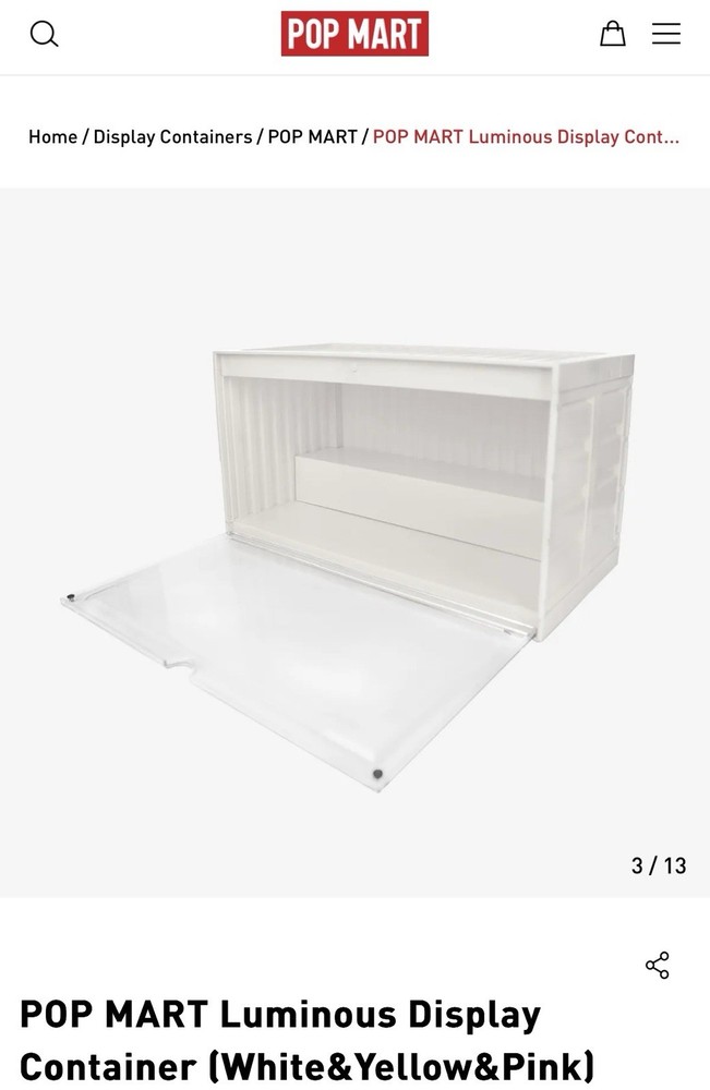 POP MART Luminous Display Container Acrylic Stackable White Yellow Pink Clear