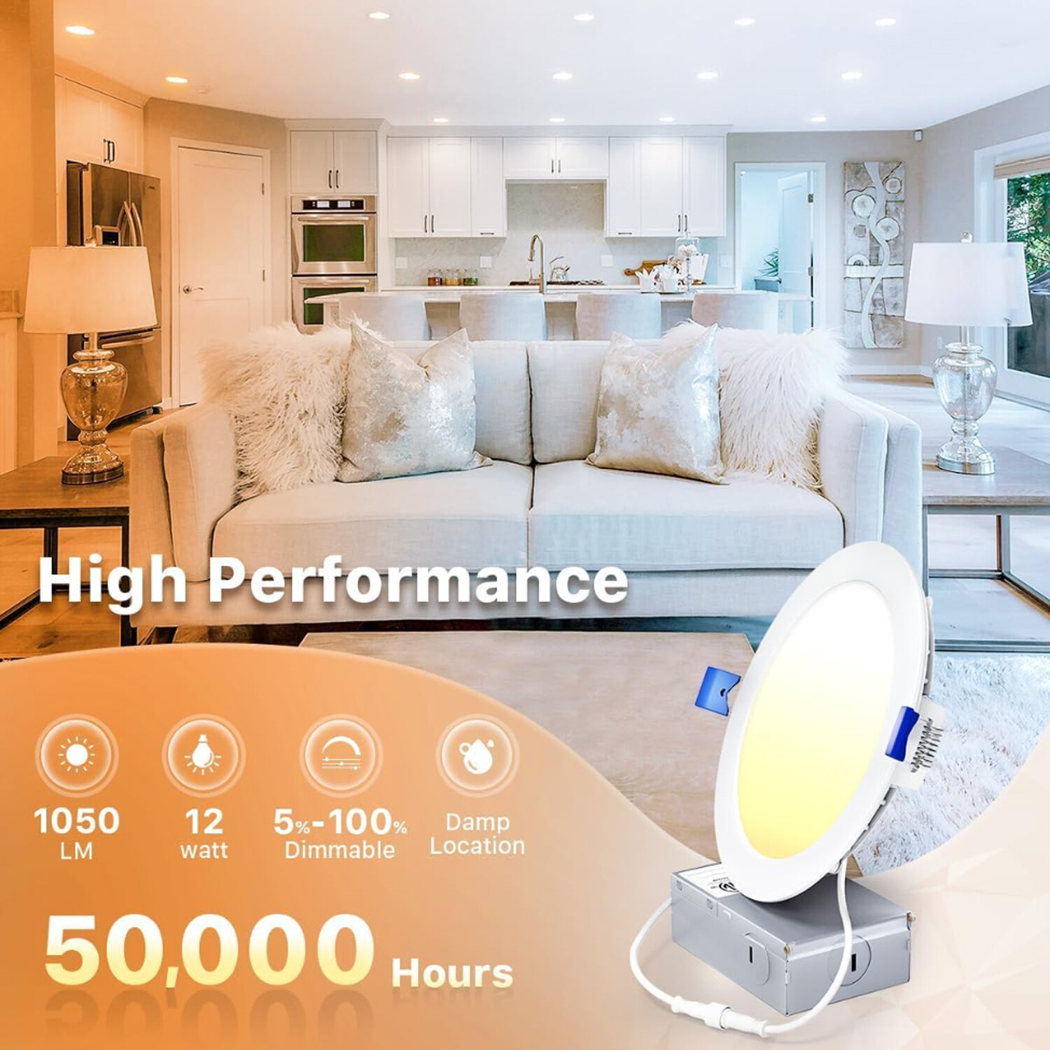 3CCT Selectable 3000K/4000K/5000K 12 Watts Ultra-Thin Recessed LED Ceiling Light