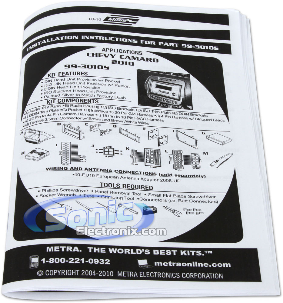 Metra 99-3010S Double DIN Install Dash Kit for Select 2010-15 Chevrolet Camaro