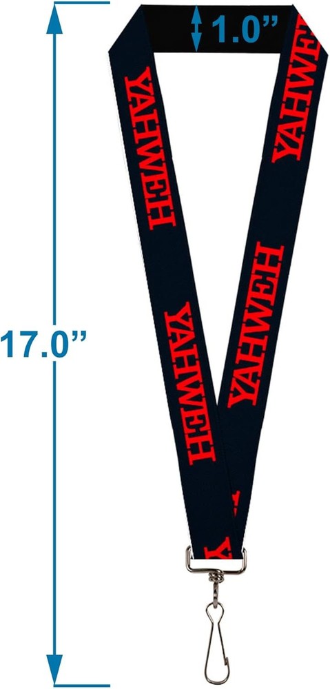 Buckle-Down Lanyard, Yahweh Text Black Red, Elastic