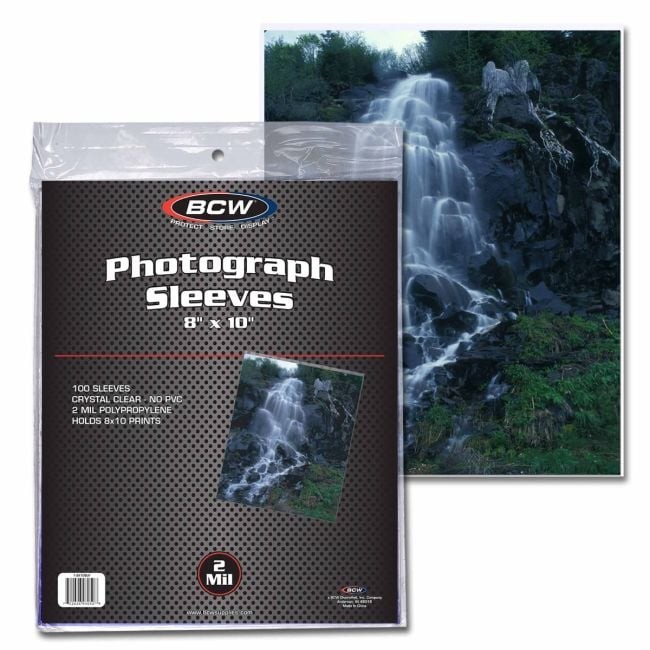 BCW 8x10 Photo Sleeves 100 Pack Clear Archival Acid-Free Print Protectors