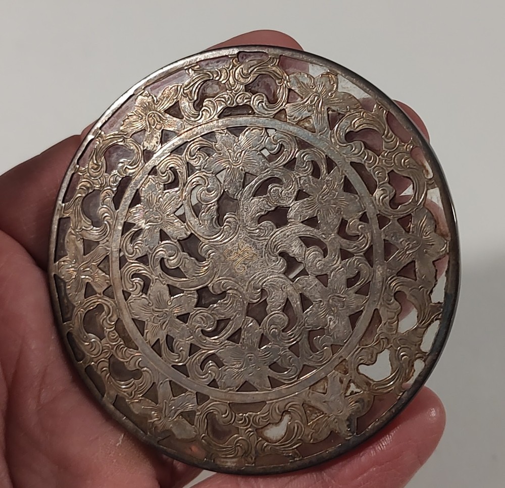 Vintage Webster EPCA Silver Plate and Glass Coasters