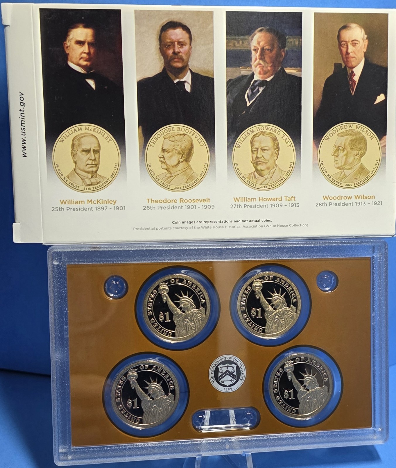 2013-S Presidential Dollar Proof Set 4 Coins with Box + COA
