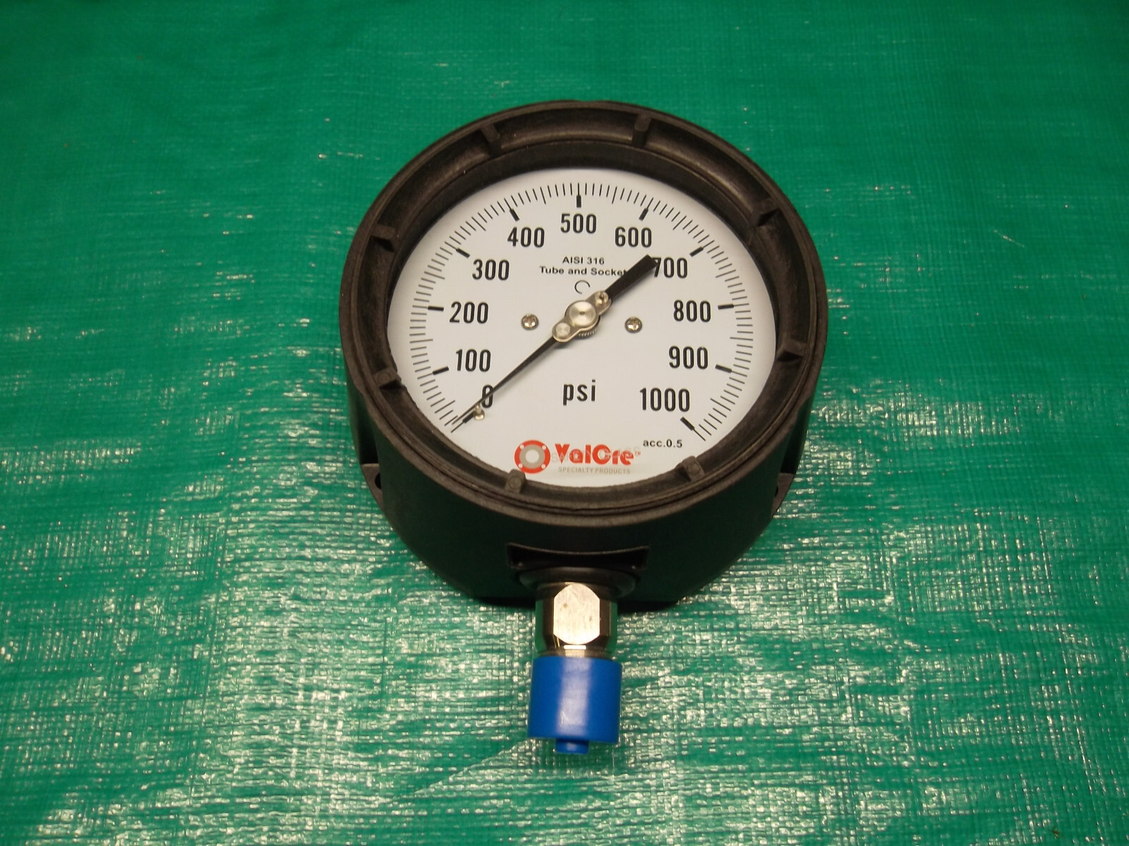 Process Pressure Gauge 4-1/2" Face 1000 PSI 1/2" NPT Phenolic w/Stainless Lower