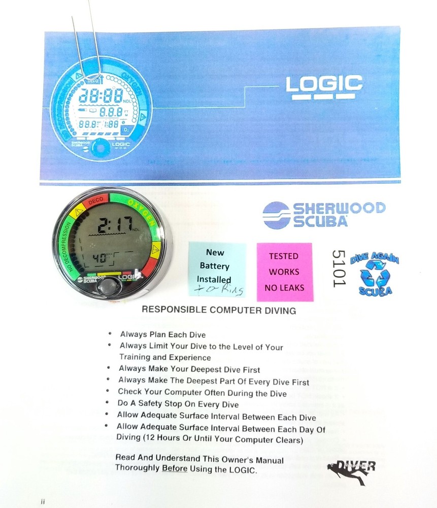Sherwood Logic Puck Scuba Dive Diving Computer Module Air & Nitrox #5101