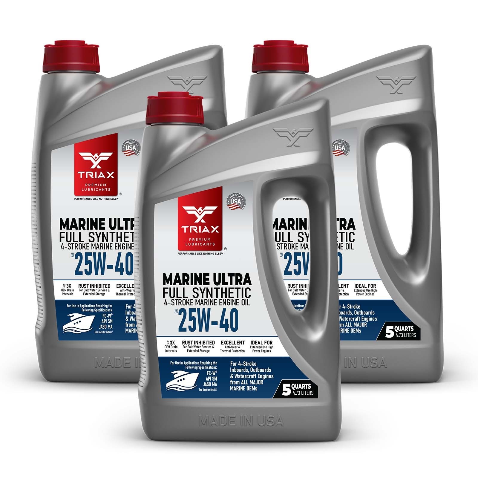 TRIAX Marine Ultra 25W-40 4-Stroke Full Synthetic Engine Oil (5 Quart - 3 Pack)