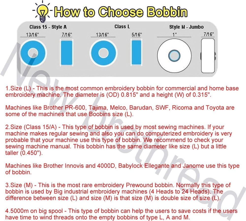 White Prewound Bobbin Thread - 144pcs - Size A SA156 - Polyester Filament 70D/2